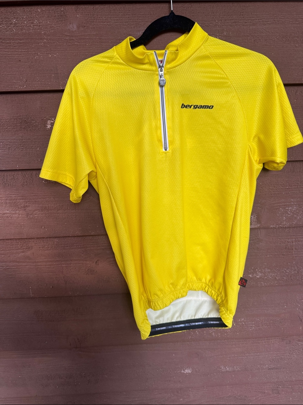 Bergamo Men’s Yellow Short-Sleeve Cycling Jersey with Quarter Zip (see meas)